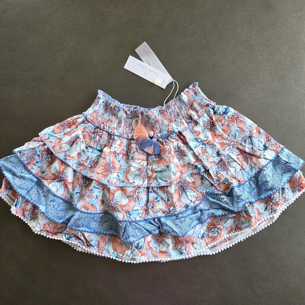 Poupette St Barth Ariel Mini Skirt Girls Size 6 NWT $160 Aqua Dalia Boho Summer
